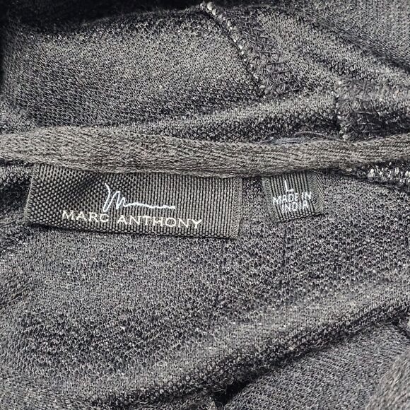 Marc Anthony Mens Large Hoodie Pullover Sweater Henley Herringbone Elbow patches - Picture 7 of 7